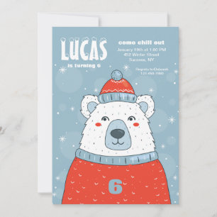 Inbjudan till polar Bear in Red Sweater