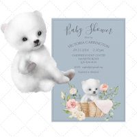 Inbjudan till polarna Bear Watercolor Blue Baby Sh