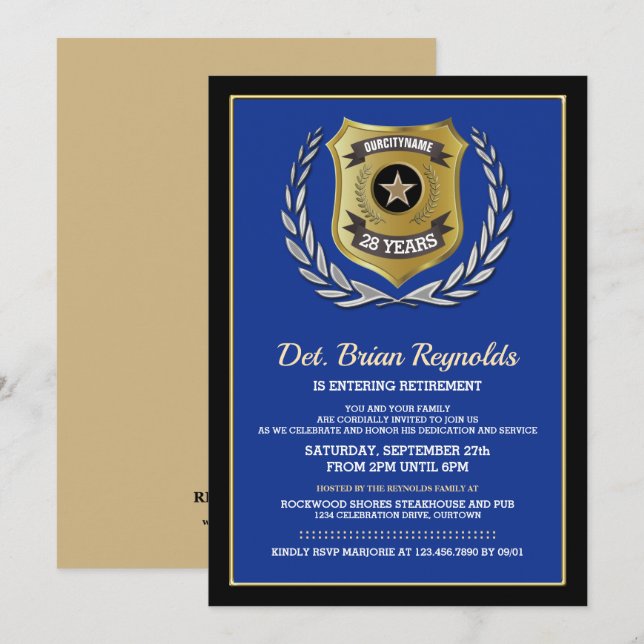 Inbjudan till polisman i Pension (Fram/baksida)