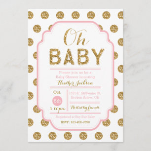 Inbjudan till Polka Dot Baby Shower - Rosa och Gul