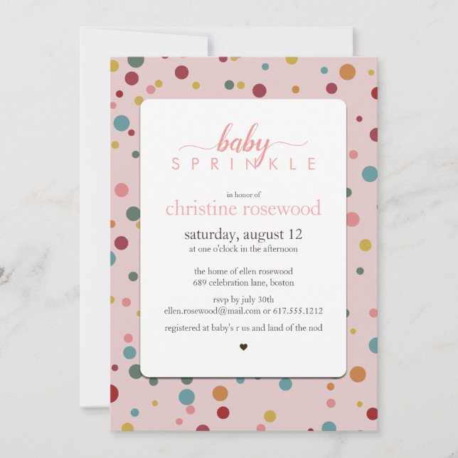 Inbjudan till polka dots Baby Sprinkle Baby Shower (Framsida)