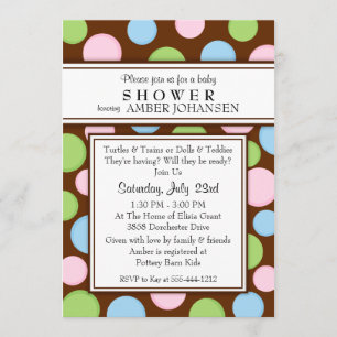 Inbjudan till Polka dots Neutralt Baby Shower