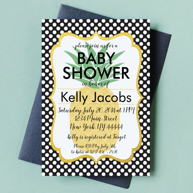 Inbjudan till Polkadot Pineapple Baby Shower (Skapare uppladdad)