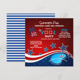Inbjudan till poolparty med grillfest och fyrverke