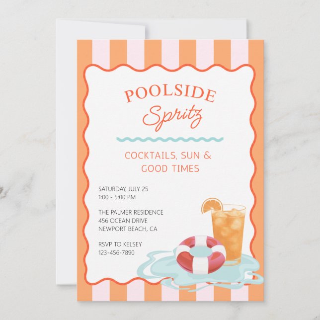 Inbjudan till poolparty med spritz (Framsida)