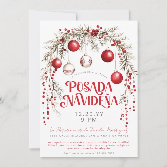 Inbjudan till Posada Navideña spanska Spanish (Framsida)