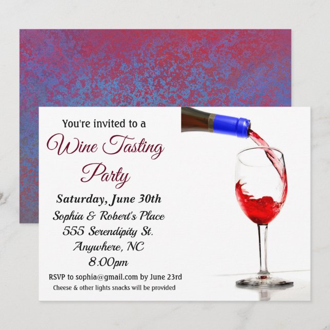 Inbjudan till Pour Vin-provningspartiet (Fram/baksida)