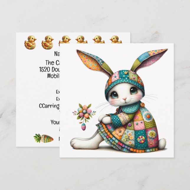 Inbjudan till Precious Bunny tema fest (Fram/baksida)