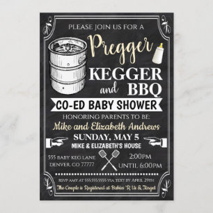 Inbjudan till Pregger Kegger och BBQ Baby Shower