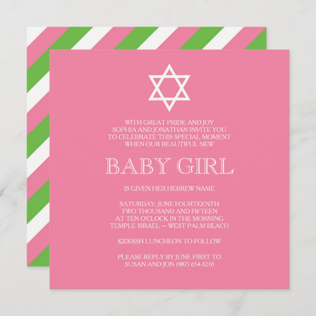 Inbjudan till Preppy Namndagen - Modern (Fram/baksida)