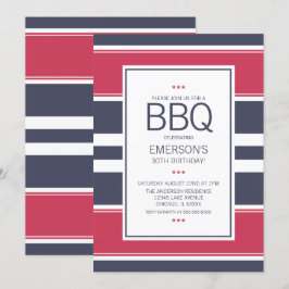 Inbjudan till Preppy Red, White och Blue BBQ Birth