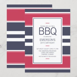 Inbjudan till Preppy Red, White och Blue BBQ Birth