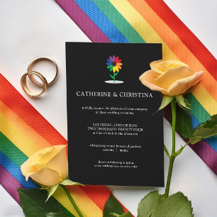 Inbjudan till Pride LQBTQ Rainbow Flower Wedding