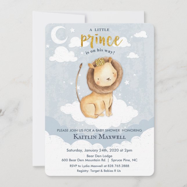 Inbjudan till Prince Lejon Baby Shower (Framsida)