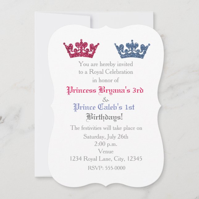 Inbjudan till Prince & Princess Krona Twillingars  (Framsida)