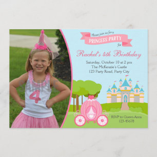 Inbjudan till Princess Birthday med Photo (Castle)
