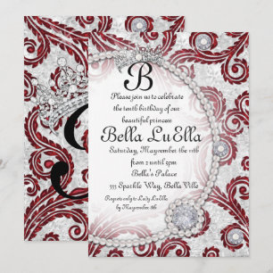 Inbjudan till Princess Bling Diamond Pearls Party