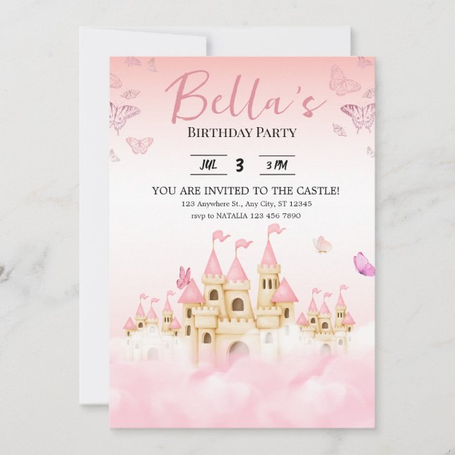 Inbjudan till Princess Castle Birthday (Framsida)