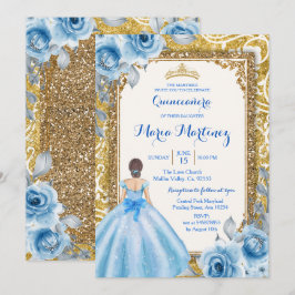 Inbjudan till Princess Guld och Blue Ro Quinceaner