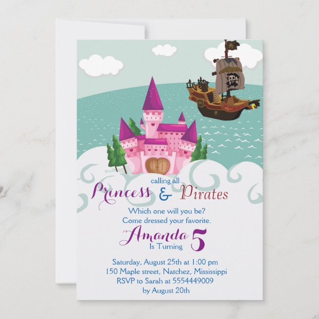 Inbjudan till Princess Pirat (Framsida)