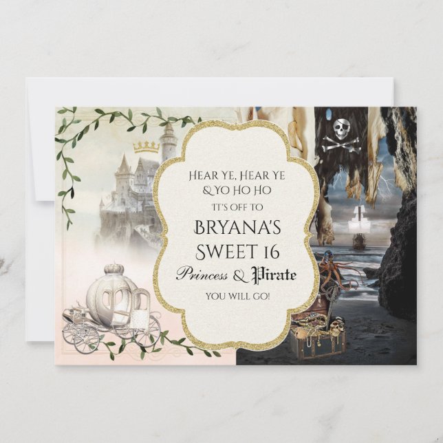 Inbjudan till Princess & Pirat Elegant Party (Framsida)