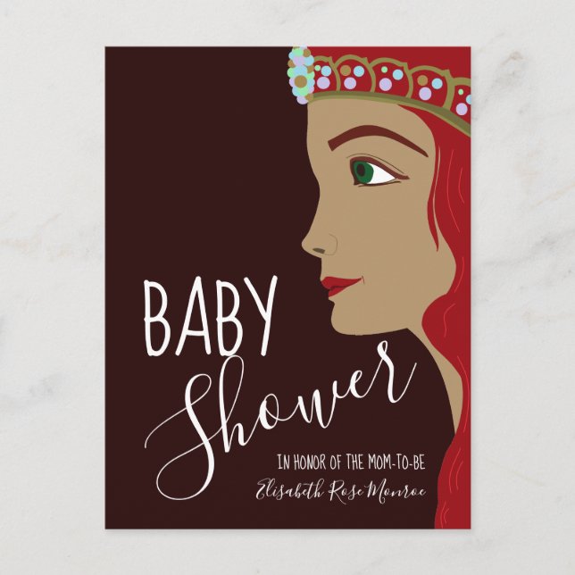 Inbjudan till Princess Red Baby Shower Vykort (Framsida)