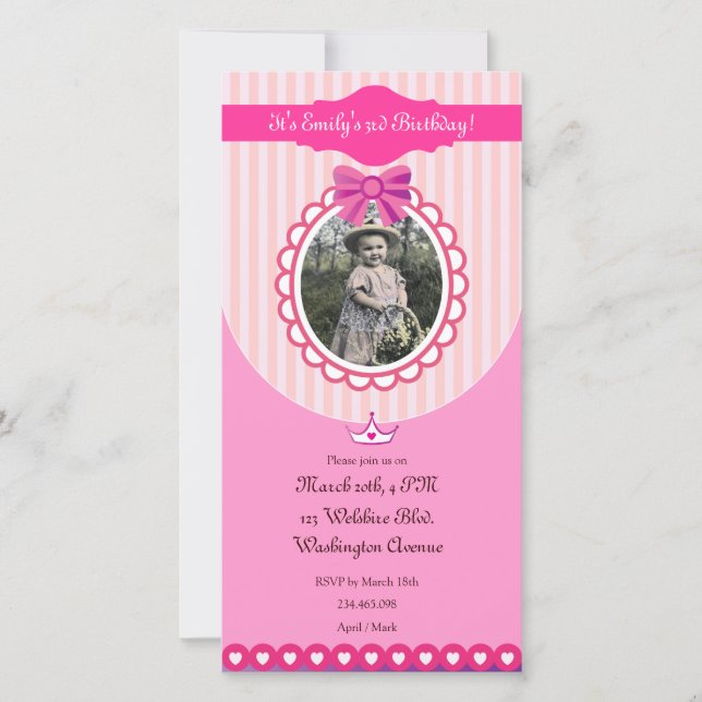 Inbjudan till Princess Rosa Birthday Photo Card (Framsida)