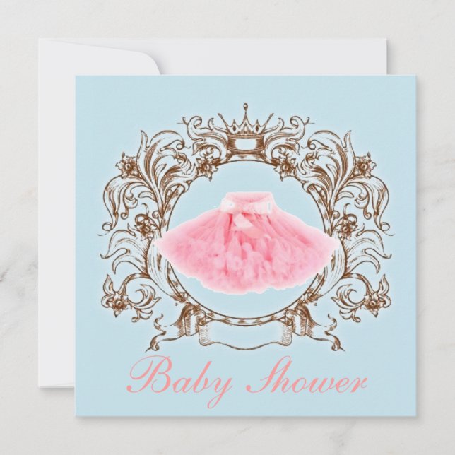 Inbjudan till Princess Rosa tutu Girl Baby Shower (Framsida)