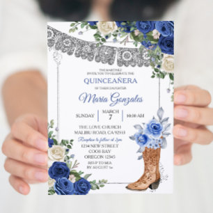 Inbjudan till Princess Silver Navy Quinceañera