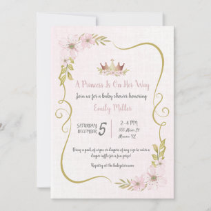 Inbjudan till prinsessa rosa guld baby shower