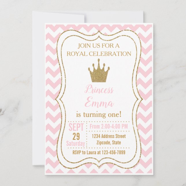 Inbjudan till prinsessan Birthday, Princess (Framsida)