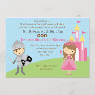 Inbjudan till prinsessan & Knight Birthday (Twilli