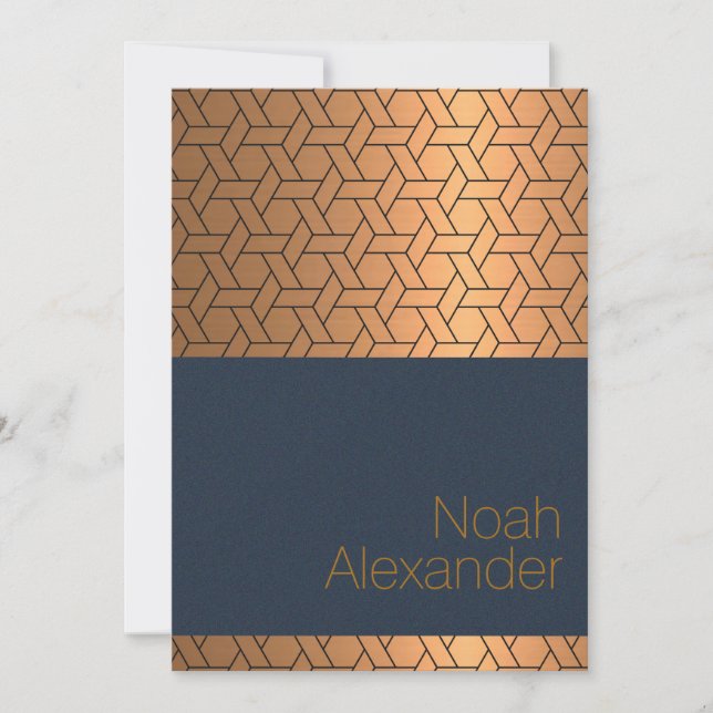 Inbjudan till pub Mitzvah Blue Guld Magen David (Framsida)