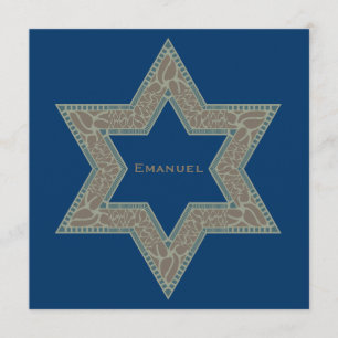 Inbjudan till Pub Mitzvah Emanuel Star David Guld