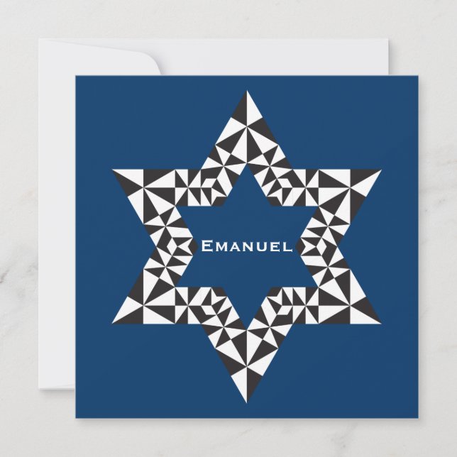 Inbjudan till Pub Mitzvah Emanuel Star David Navy (Framsida)