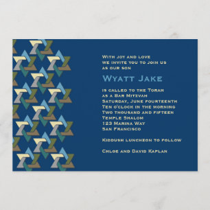 Inbjudan till Pub Mitzvah Judiska Stars Blue