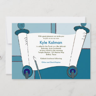 Inbjudan till Pub Mitzvah Kyle Torah Blue