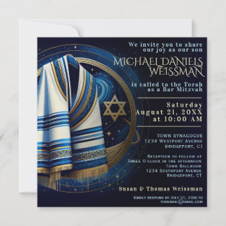 Inbjudan till pub Mitzvah Prayer Shawl Stars