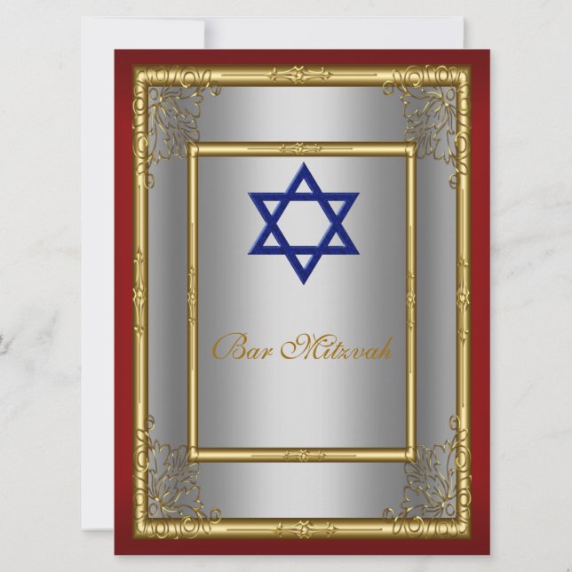 Inbjudan till pub Mitzvah Red silver (Baksida)