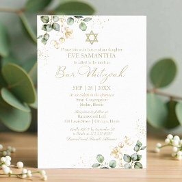 Inbjudan till pub Mitzvah Watercolor | Eukalyptus