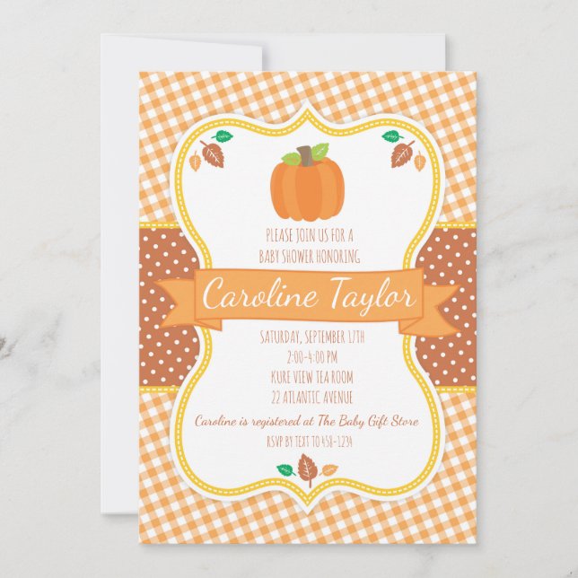Inbjudan till Pumpkin Baby Shower (Framsida)