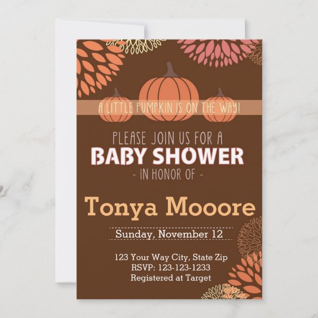Inbjudan till Pumpkin Baby Shower (Framsida)