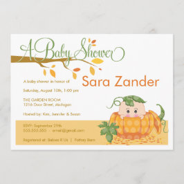 Inbjudan till Pumpkin Baby Shower för blomma