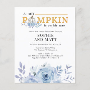 Inbjudan till Pumpkin Blue Botanical Boys Baby Sho Flygblad