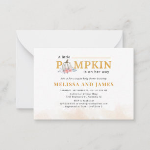 Inbjudan till Pumpkin Par Baby Shower Rosa Blommig
