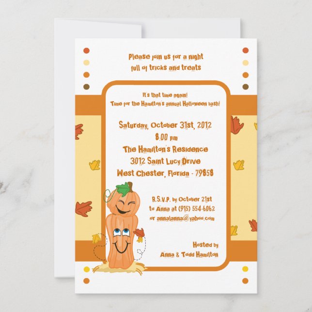 Inbjudan till Pumpkin Patch Halloween fest 5 x 7 (Framsida)