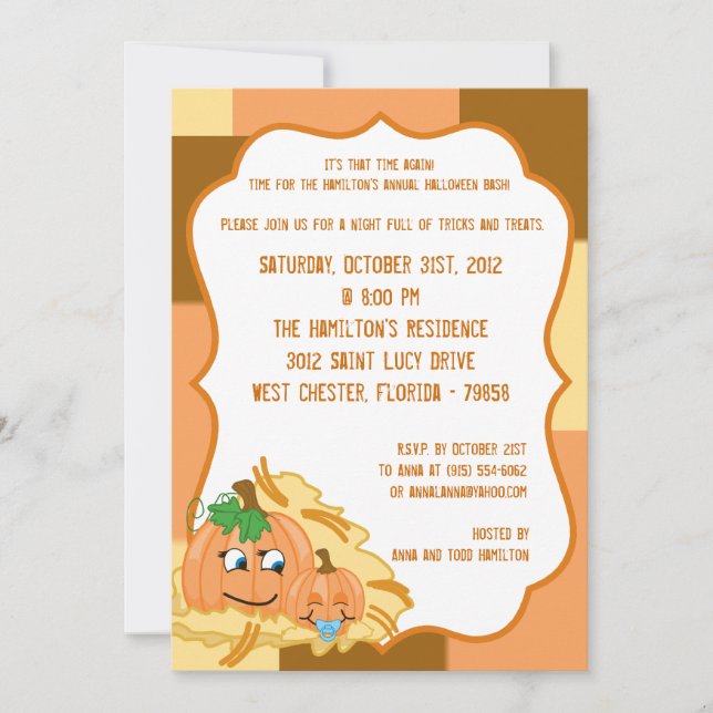Inbjudan till Pumpkin Patch Halloween fest 5 x 7 (Framsida)