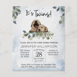 Inbjudan till Puppy Baby Shower för budgetTwilling