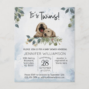 Inbjudan till Puppy Baby Shower för budgetTwilling
