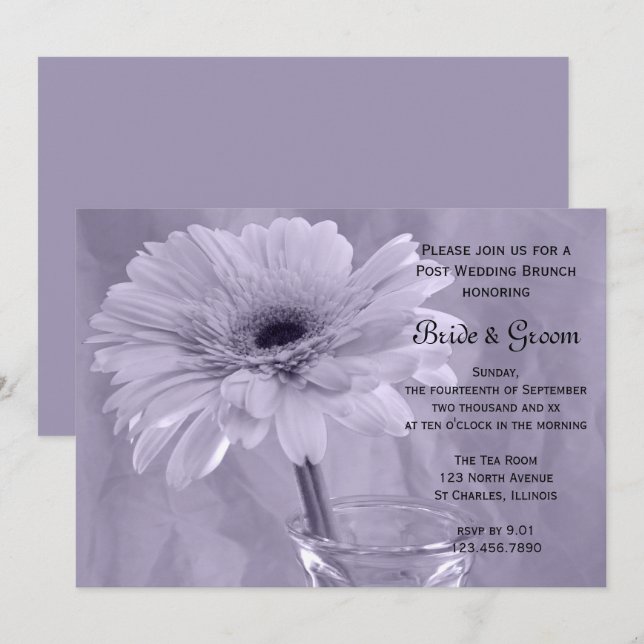 Inbjudan till Purple Tinted Daisy Post Wedding Bru (Fram/baksida)